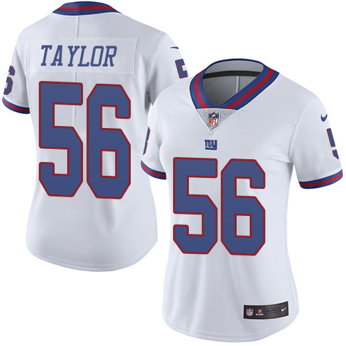 Women's Limited Lawrence Taylor Nike Jersey White - #56 Rush NFL New York Giants